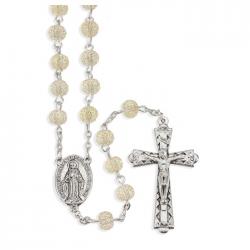  CRYSTAL \"CANDIED\" TEXTURED ACRYLIC BEAD ROSARY 